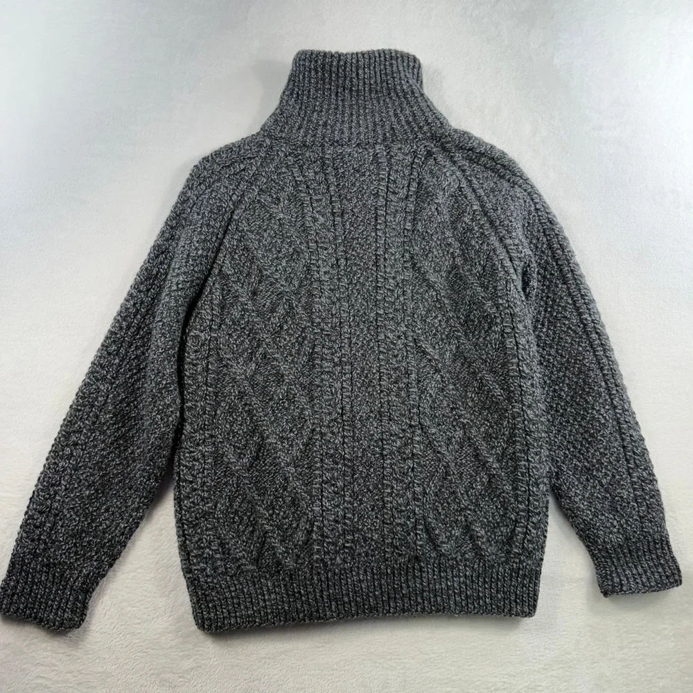 Aran Woollen Mills Mens XS Cardigan Sweater Merino Wool Full Zip Cable Oversized